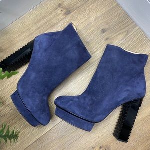 APERLAI - Navy Suede Ankle Boots | Size 39